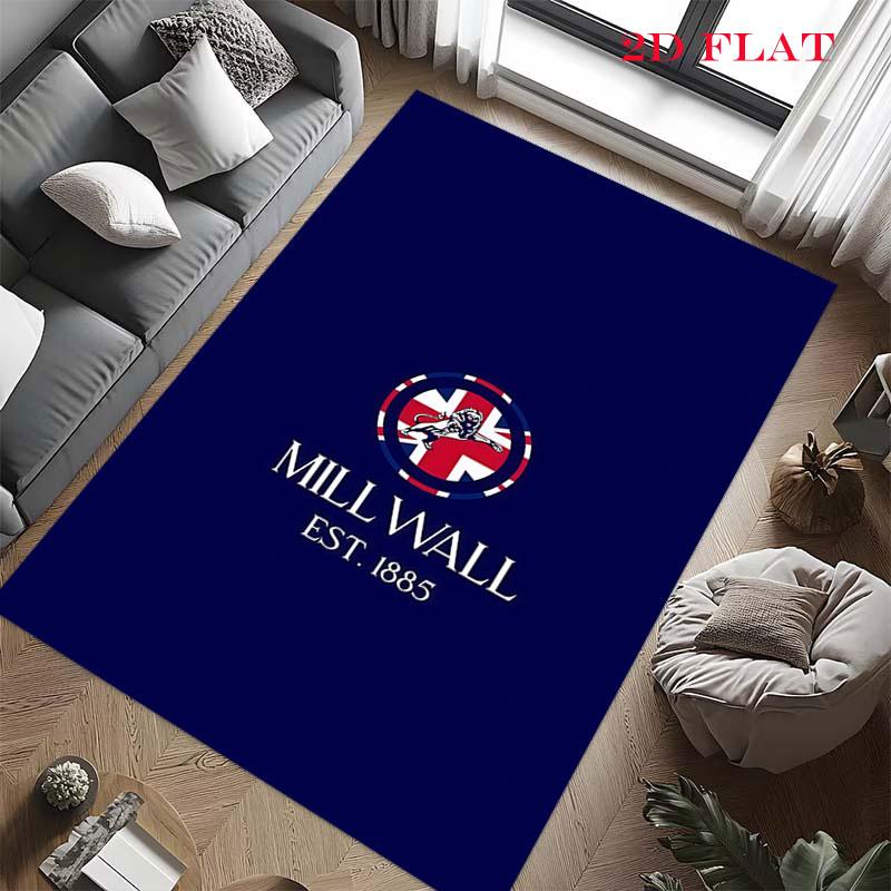 Millwall F.C. Poster Tappeto Tappetino con Logo per Soggiorno Camera da Letto Casa Decorazione Divano, Tappetino Antiscivolo per Giochi Bambini