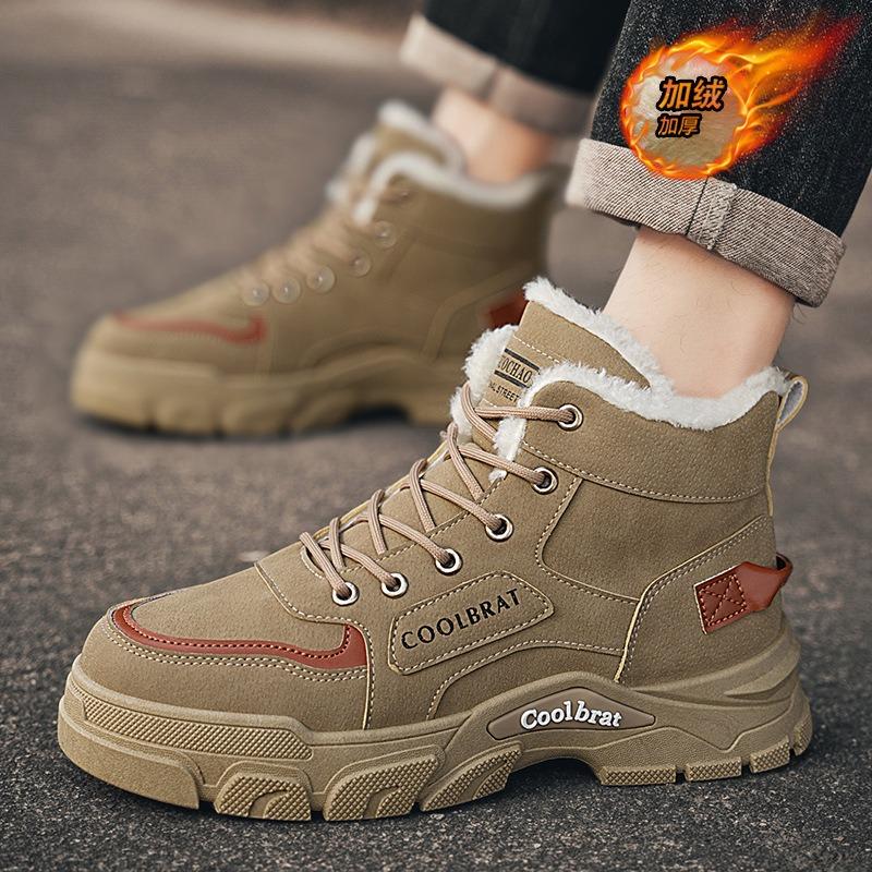 Winter Samt Martin Stiefel Herrenschuhe neue verdickte warme Baumwollschuhe High-Top Arbeitsschuhe rutschfest Herren