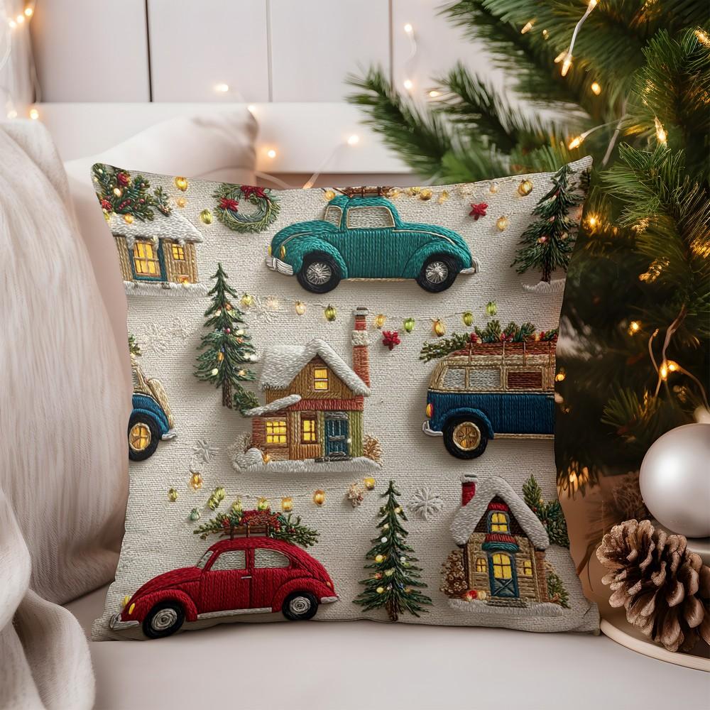 Home Decor Colorful Christmas Reindeer Decorative Pillow Cover Pattern Cushion Cover Suitable for Sofa Bedroom Car Pillow Cover