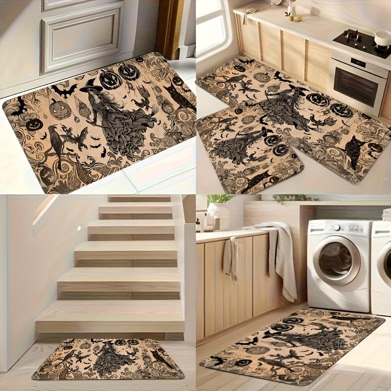 

1PC Halloween Pumpkin Bats cat Kitchen Rug Non-Slip Door Mat Pop design Bathroom Rug Bath Mat Carpet for Home Sink Laundry Decor 40cm x 60cm