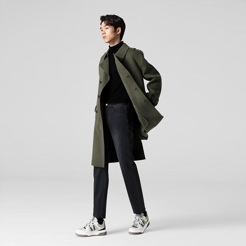 

VICUTU Men s Slim Fit 100% Wool Double-Breasted Long Coat XL