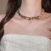 Elegant Rhinestone Geometric Earring and Necklace Set with Color Block Design