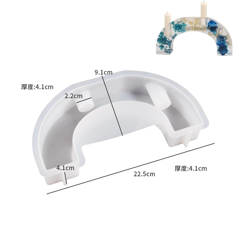 Top Quality Silicone Candle Holder Mold Crystal Mirror Epoxy Resin DIY Mould for Cement Gypsum Arched Candlestick Home Decor