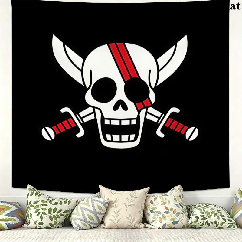 One Piece Logo Wall Tapestry Aesthetic Wall Hanging Printed Fabric Blanket Decorative Tapestries For Bedroom Living Room Home Decor