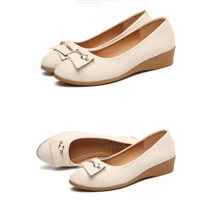 Single Shoes Leather Shoes Women's Flat Shoes Slope Heels Work Shoes Korean Women's Shoes Bean Shoes Women's Summer Shoes