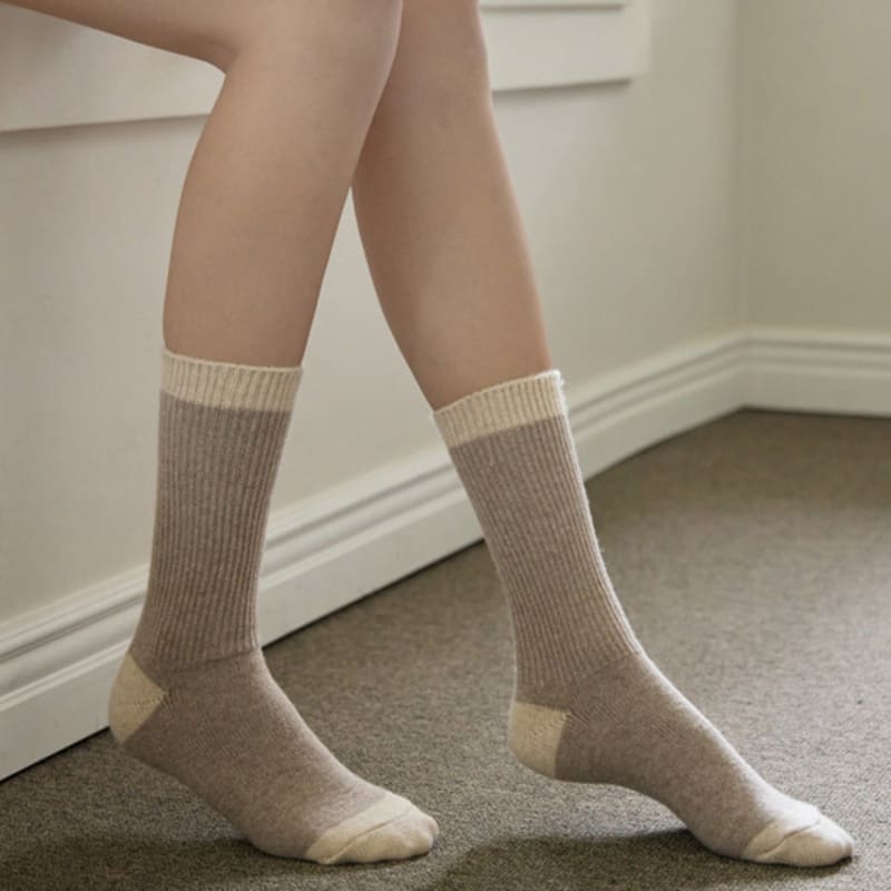 Biarritz Socks [3SET] Sand Color Combination Cashmere Wool Socks 10 Colors