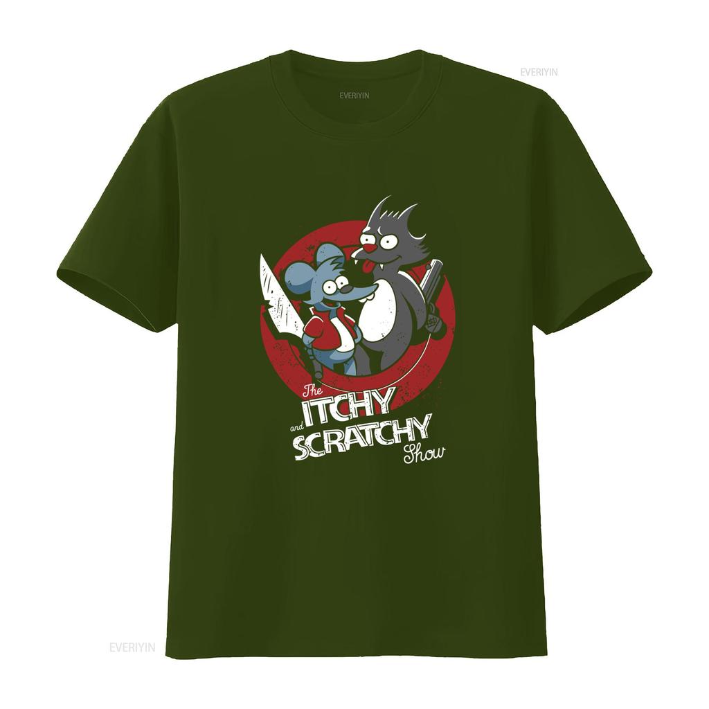 Itchy Scratchy Show T Shirt Vintage Cartoon Design Comfortable Daily Wear Ideal for Classic Animation Enthusiasts vintage