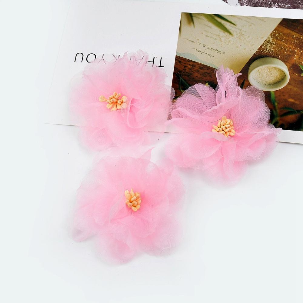 

5PCs Soft Chiffon Artificial Flowers DIY Sewing For Handicraft Rose Fabric Flower For Needlework Wedding Home Decor Accessories 5pcs розовый