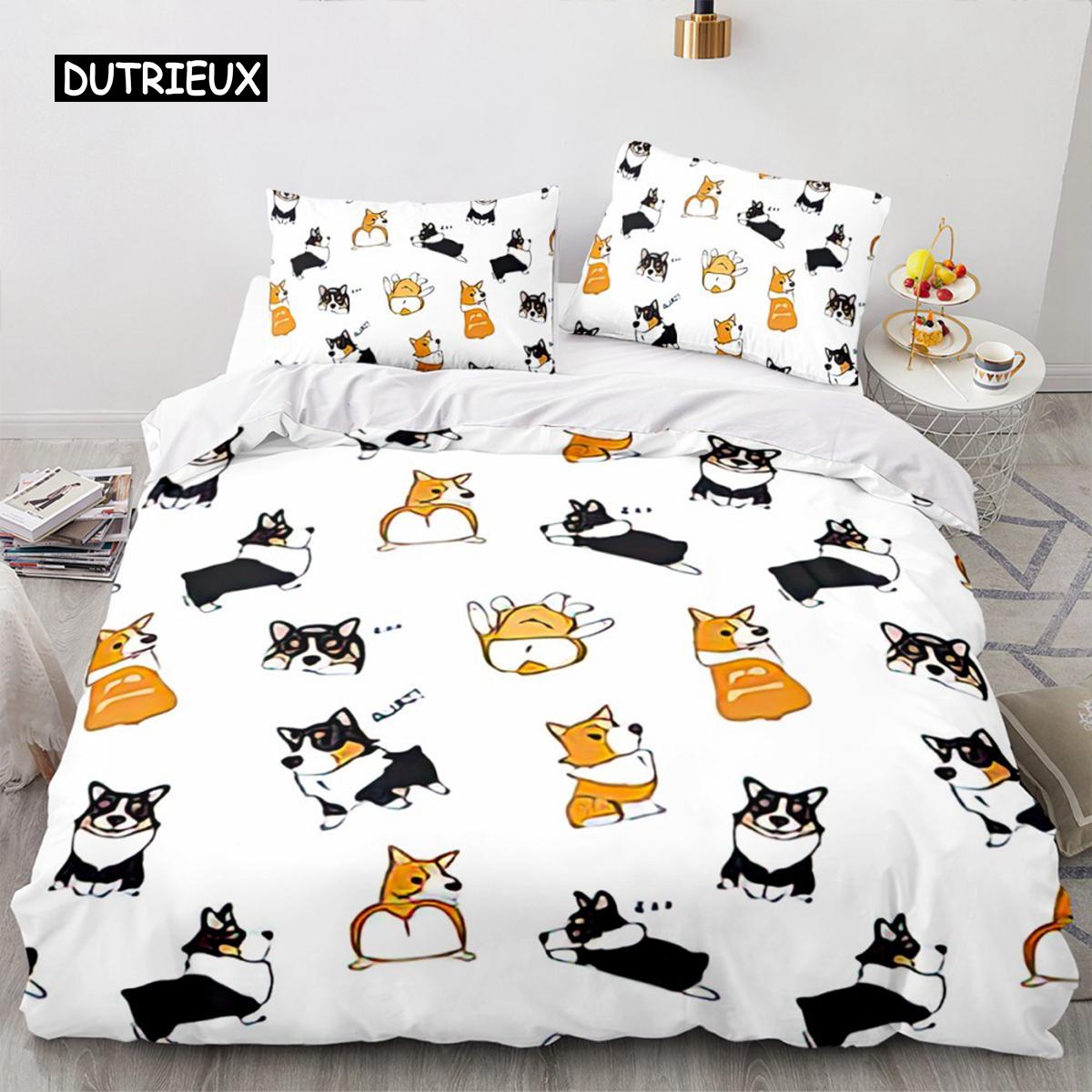 

Комплект постельного белья для собак и кошек с изображением животных, собак, белый пододеяльник с двуспальной кроватью, двуспальной кроватью для детей, мальчиков, женщин, девочек, мужчин, украшения для спальни EU single(135x200cm)