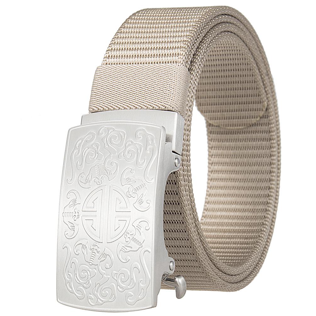 3.5Cm Nylon Braided Belt For Men, Button Head Closure Toothless Stainless Steel Buckle Ly36-61927-3