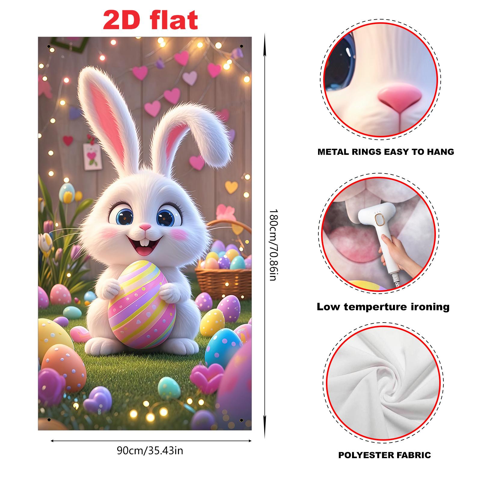 

Easter Bunny Egg Door Frame Decoration: Spring Holiday Party Background Cloth 90x180 cm