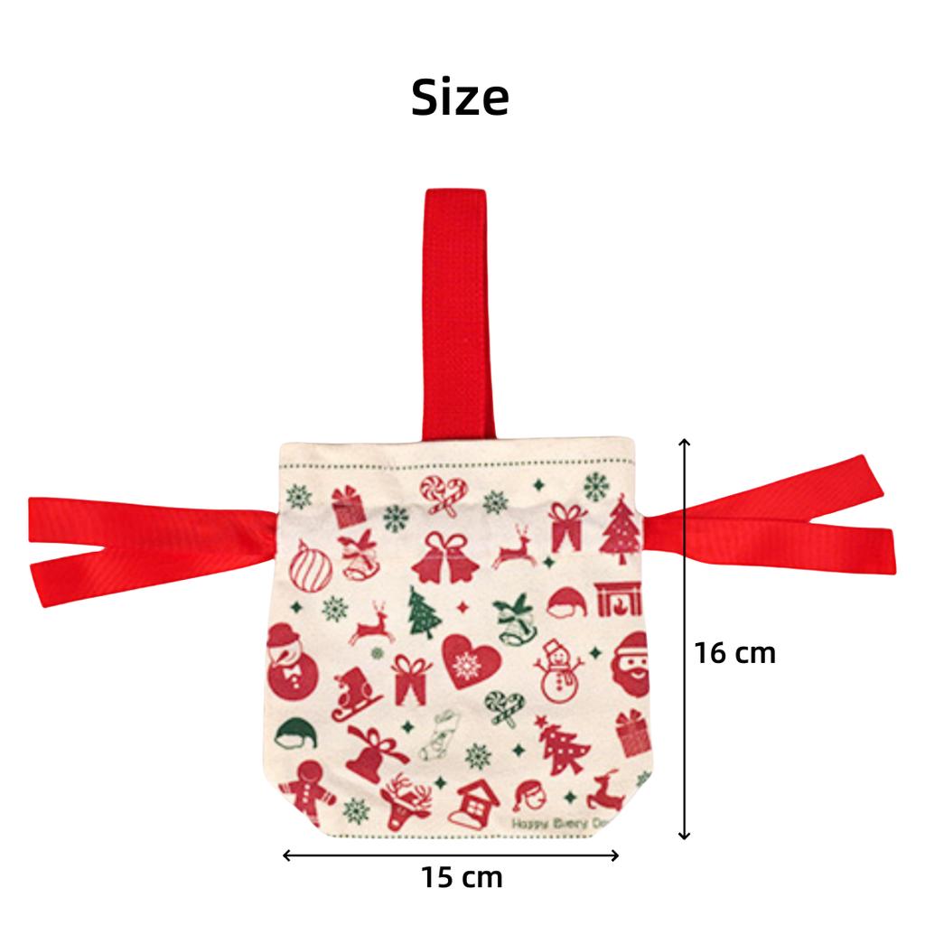Christmas Candy Canvas Bag Children Christmas Eve Party Drawstring Apple Bag Pouch Christmas New Year Gift Packaging Bag