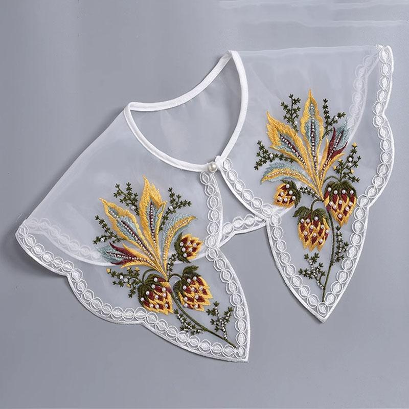 Perfect Match Pink Women Scarf Shawl Detachable Collar Tie Necklace Embroidery Lapel Fake False Collar Woman Lace Tie Neckwear Nep Kraagie