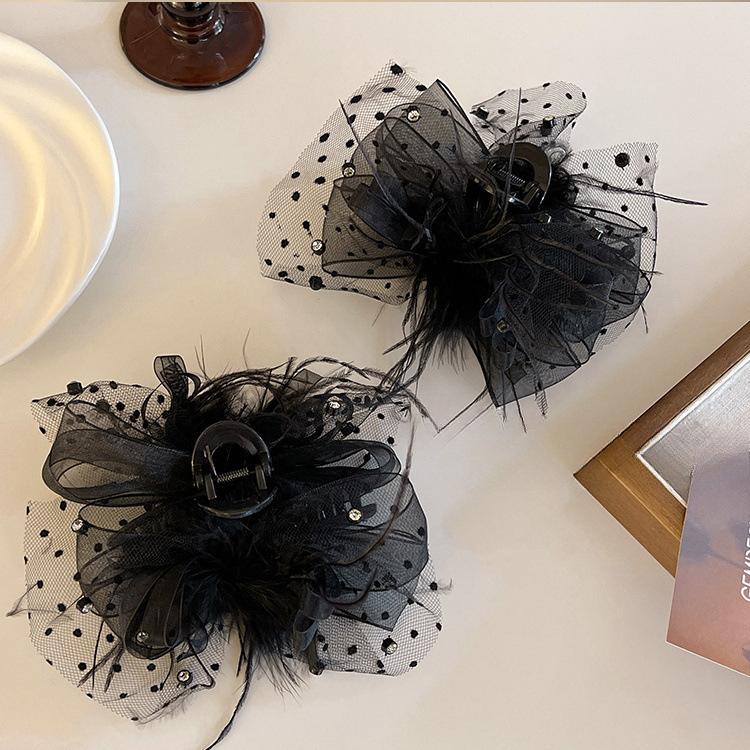 1PC Premium Mesh Feather Disc Hair Grab Clip Headgear Back Head Shark Clip Hairpin Hairpin