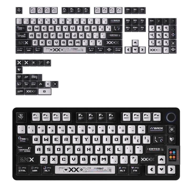 PBT Puddings Keycaps Set 122Keys 4-Side Color Light Diffusions And Heat Sublimated Printing For Mechanical Keyboards
