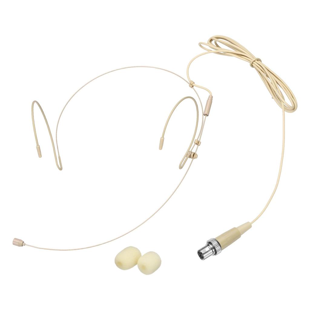 Uxcell Earhook Headset Microphone, Double Over-Ear Omnidirectional Wired Condenser Microphone (Mini XLR 4-pin Plug1.2m Cable Included), Beige