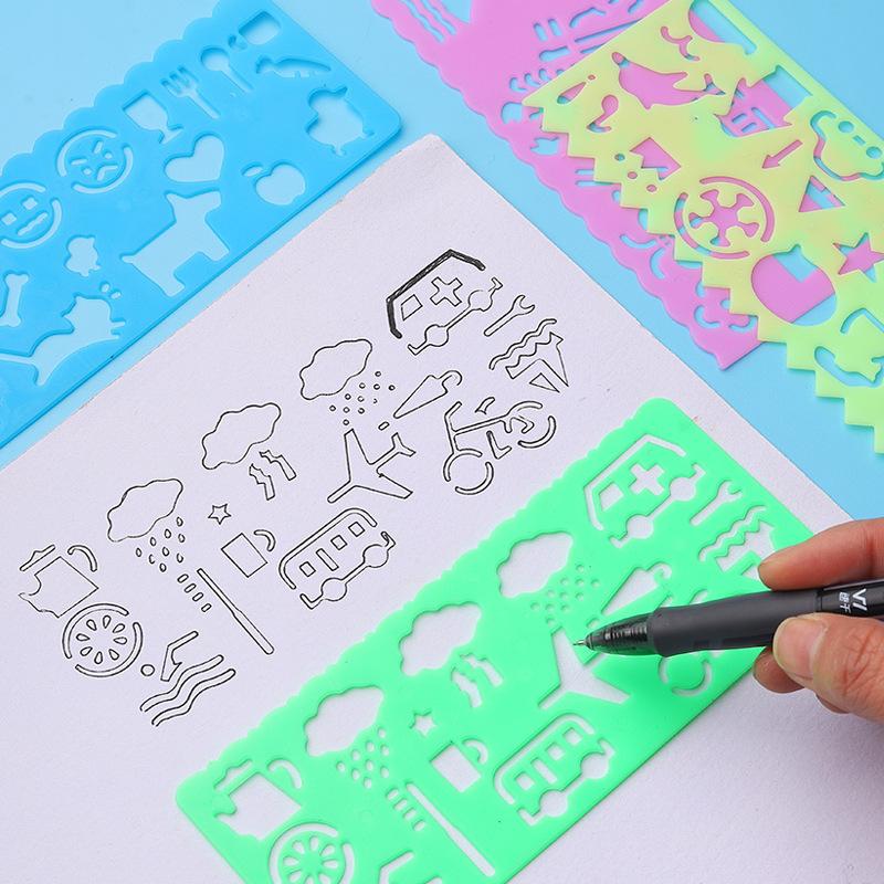 4PCS Ruler Drawing Painting DIY Template Board Plastic Ruler Art Craft Juguetes Office Cultural Educational Supplies TMZ