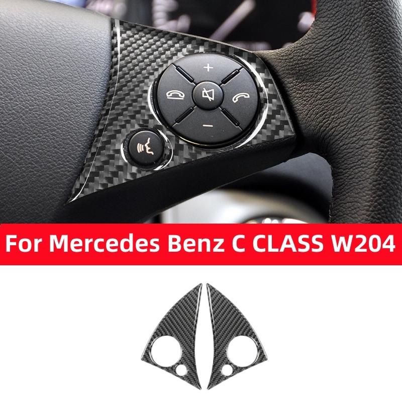 För Mercedes Benz C-KLASS W204 2007-2014 Rattpanel Knappar Dekorativ Ram Kolfiberklistermärke Interiörtillbehör