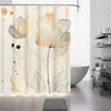 Elegant Beige och Vit Abstrakt Blommig Vattentät Duschdraperi – Idealisk för att Lägga till en Mjuk och Stilfull Touch till Ditt Badrum