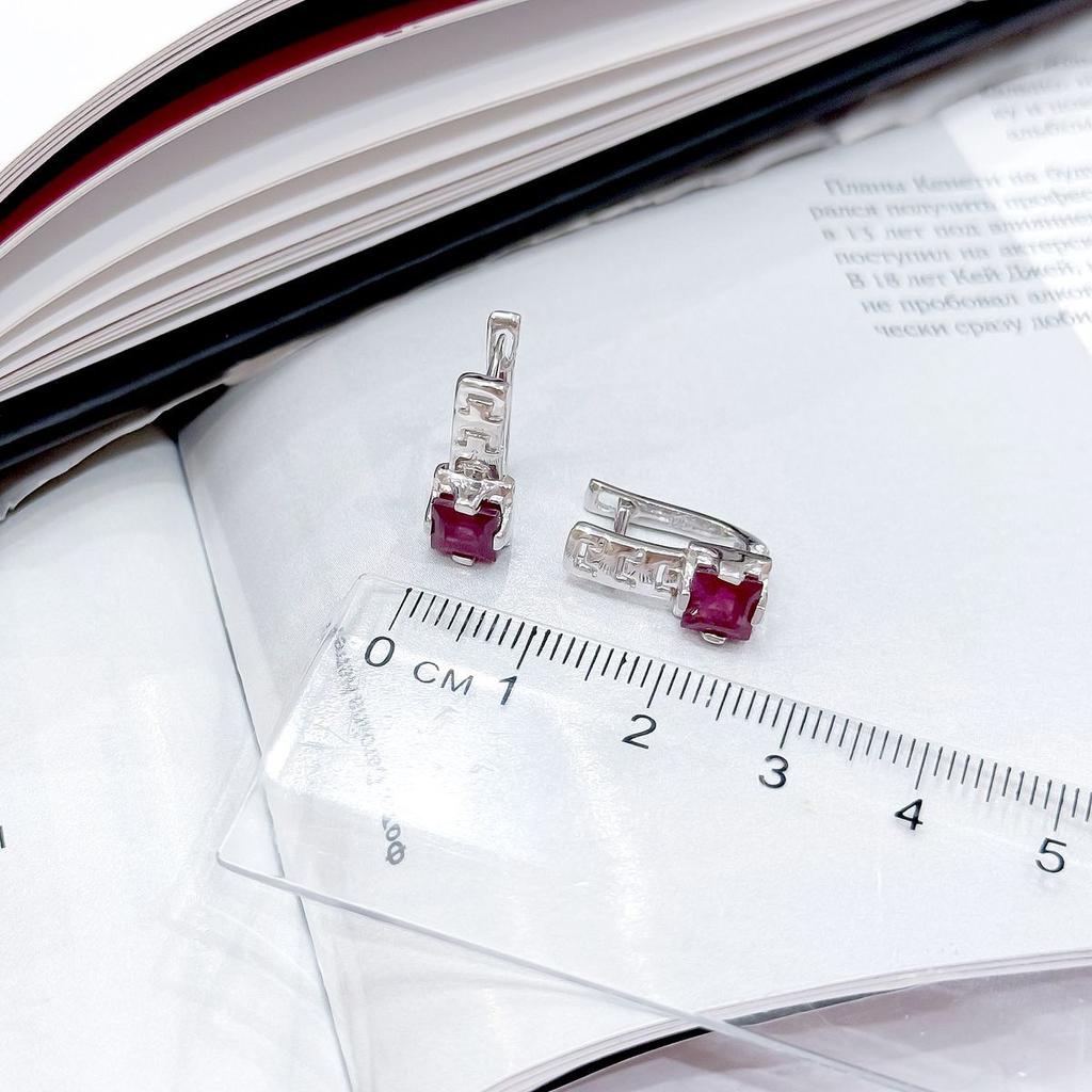 Серебряные серьги с натуральным рубином 1.76ct (2165606)