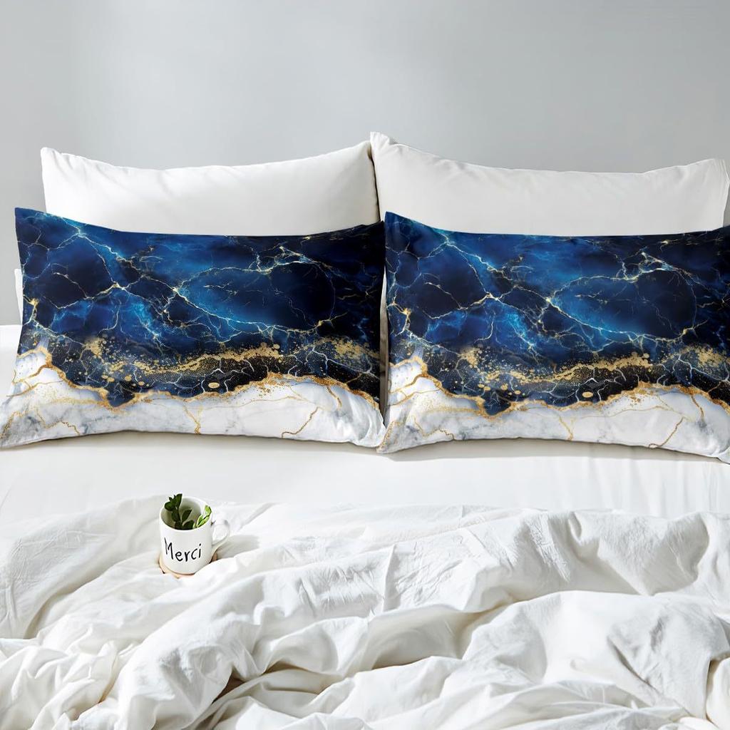 Golden Marble Three-Piece Quilt Cover 3D Digital Printing Bedding Set Bed Cover