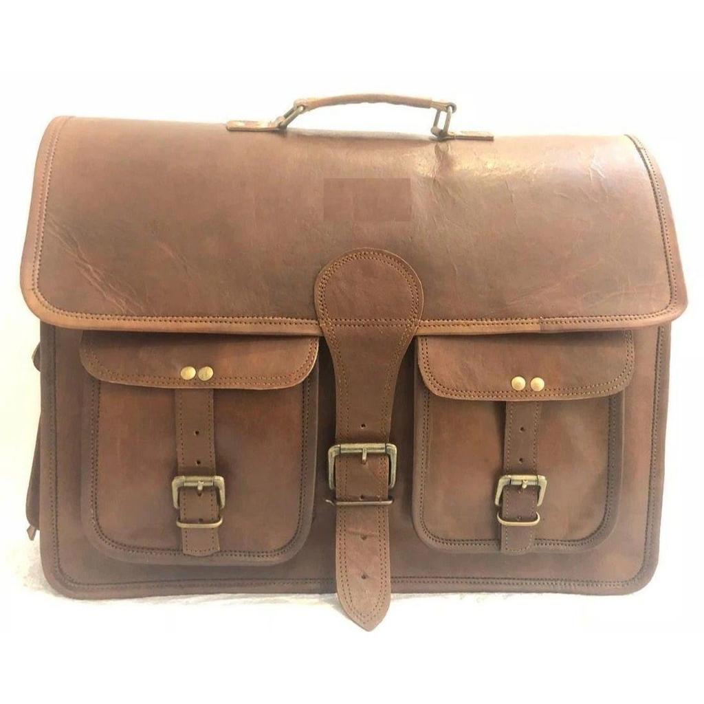 Handcrafted Men's Genuine Leather Vintage Laptop Messenger Briefcase Bag Satchel