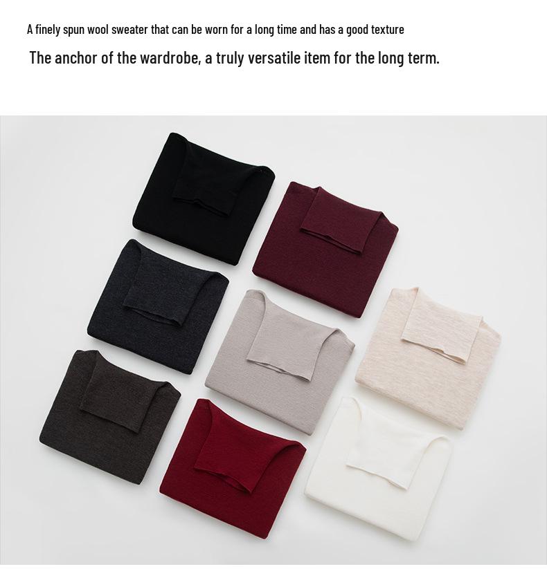 Women's Machine Washable 100% Yangzi Fine Wool Slim Fit High Neck Knitwear Sweater