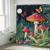 Wild Grass Mushroom Theme Shower Curtain 12 Hooks Suitable For Room Home Hotel Machine Washable Curtains Bathroom One Piece