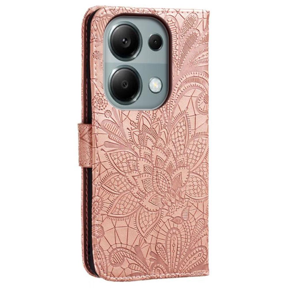 For Xiaomi Redmi Note 13 Pro 4G/Poco M6 Pro 4G Case Lace Flowers PU Leather Flip Wallet Phone Cover