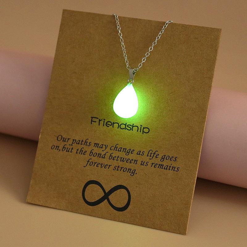 Glow In The Dark Luminous Hollow Pendant Necklace Star Cross Heart Teardrop Arrow Glowing Charm Women Daily Casual Party Wear