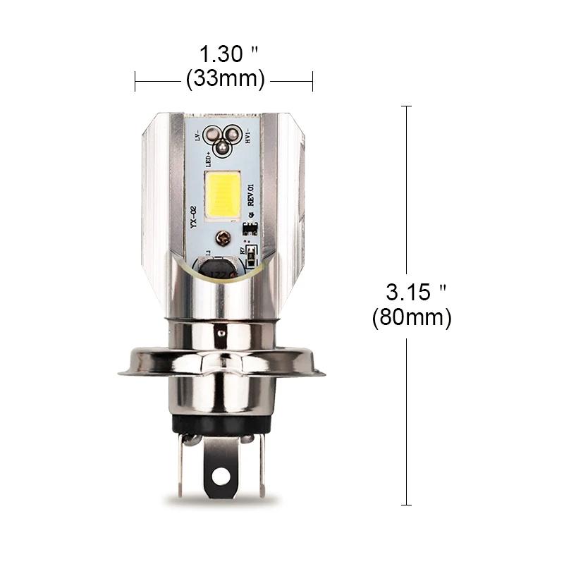 

Светодиодная лампа головного света H4 для мотоцикла, 6 Вт, Cob LED, передний свет, 12 В, 130 Лм, 2 шт.