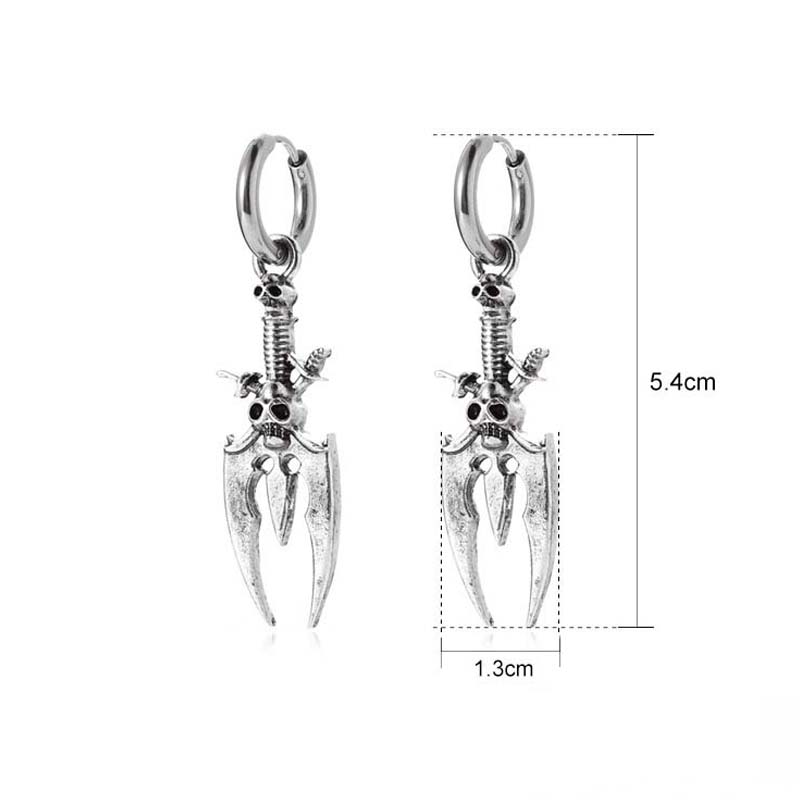 Vintage Skull Earrings for Women Gothic Punk Metal Hoop Earring Personality Hip-Hop Ear Accessory Halloween Fashion Y2K Jewelry Couple Gifts