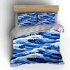 Blue Ocean Wave Print Bedding Set Bedding set (1 duvet cover, 2 pillowcases, duvet not included)