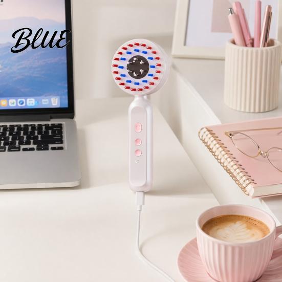 Relaxing Scalp Massage Tool Hair Growth Comb Electric Massager with 650nm Red & Silicone Comb 415nm Blue Light Essence Dispenser for Thinning