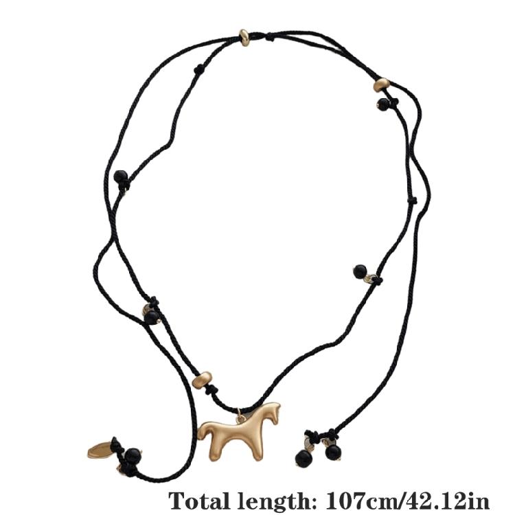 Fashionable Horse Charm Necklace Perfect for Gift Ideas Made from Sturdy Alloy and Braided Rope Suiting Everyday Occasions