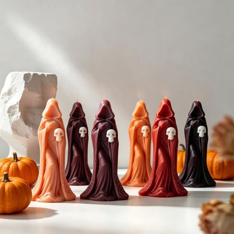 Silicone Witch Skull Candle Mold Decorative Scented Candle Mould for Handmade Soap Candy Multipurpose Crafts Project
