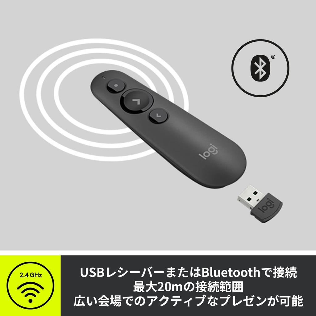 Logitech R500sGR Graphite Red Laser Pointer, Bluetooth USB Wireless Presentation Pointer, Presenter, R500 (Domestic Genuine Product)