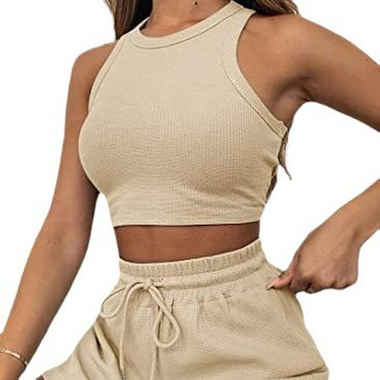 Women's Pajama Set: Sleeveless Sweatshirt & Drawstring Shorts