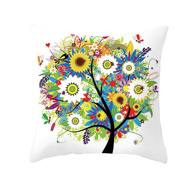 Colorful Tree Printing Decorative Pillowcase Colorful Tree Pillow Case Polyester Tree Pattern Pillow Cover Kussensloop Zt287