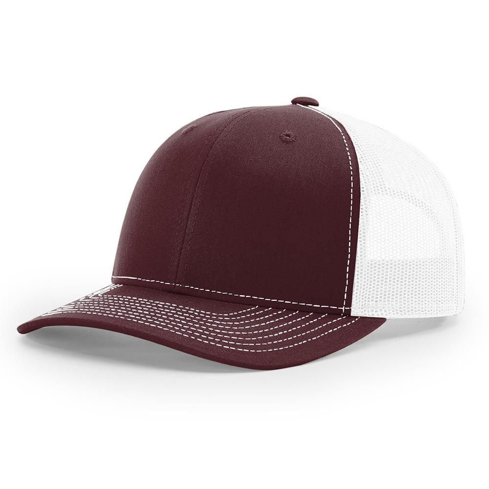 Custom 3D Embroidery Logo Baseball Dad Cap Richardson 112 Trucker Hat with Mesh Cap & Leather Patch Common Fabric Feature