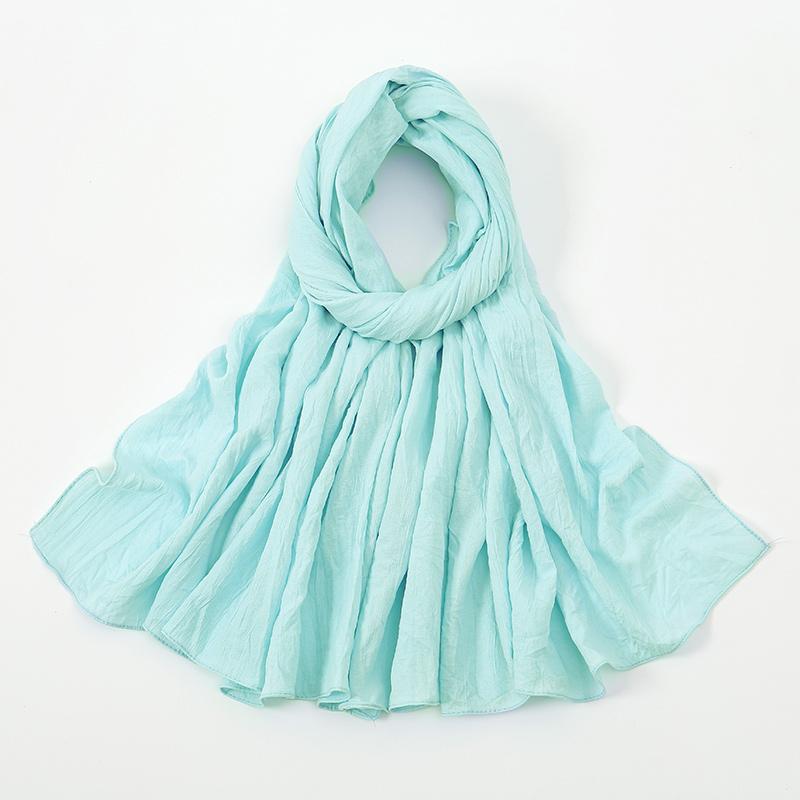 New Muslim Hijabs For Women Scarf Plain Long Shawls Femme Musulman Soft Crinkle Cotton Headscarf Wraps Islamic Turban Headband