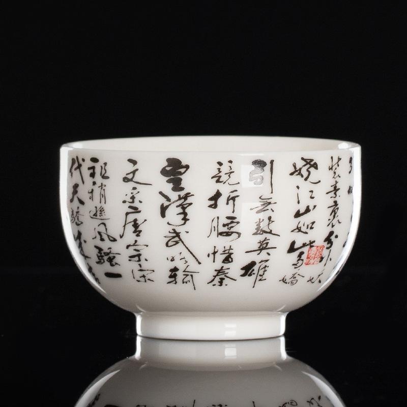 

1Pc Chinese Exquisite Ceramic Teacup Handmade Scripture Master Cups Boutique Tea Drink Bowl Meditation Cup Vintage Hot Tea Set Accessories 200ml