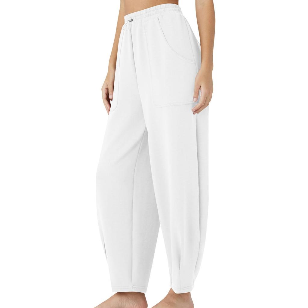 Women Baggy Wide Leg Pants Elastic High Waist Drawstring Pants Summer Casual Jogger Sweatpants With Pockets