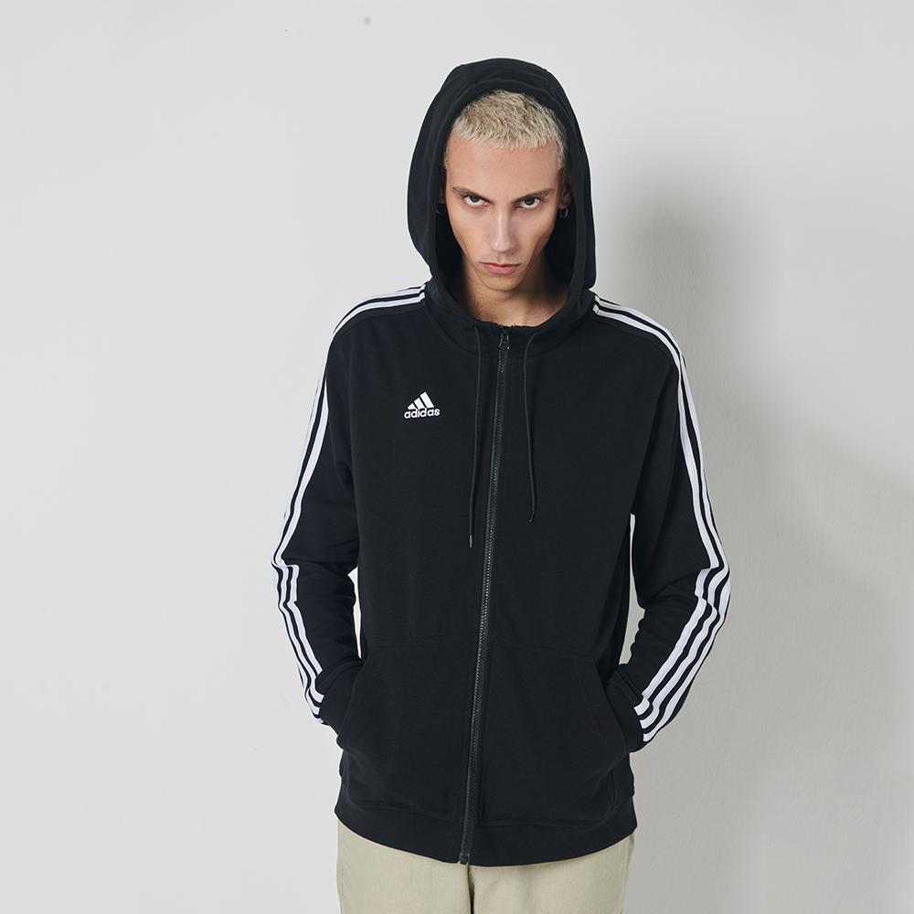 Adidas Sport Casual Three Stripe Hooded Long Sleeve Jacket Men Jacket Black TR30J5-CBW