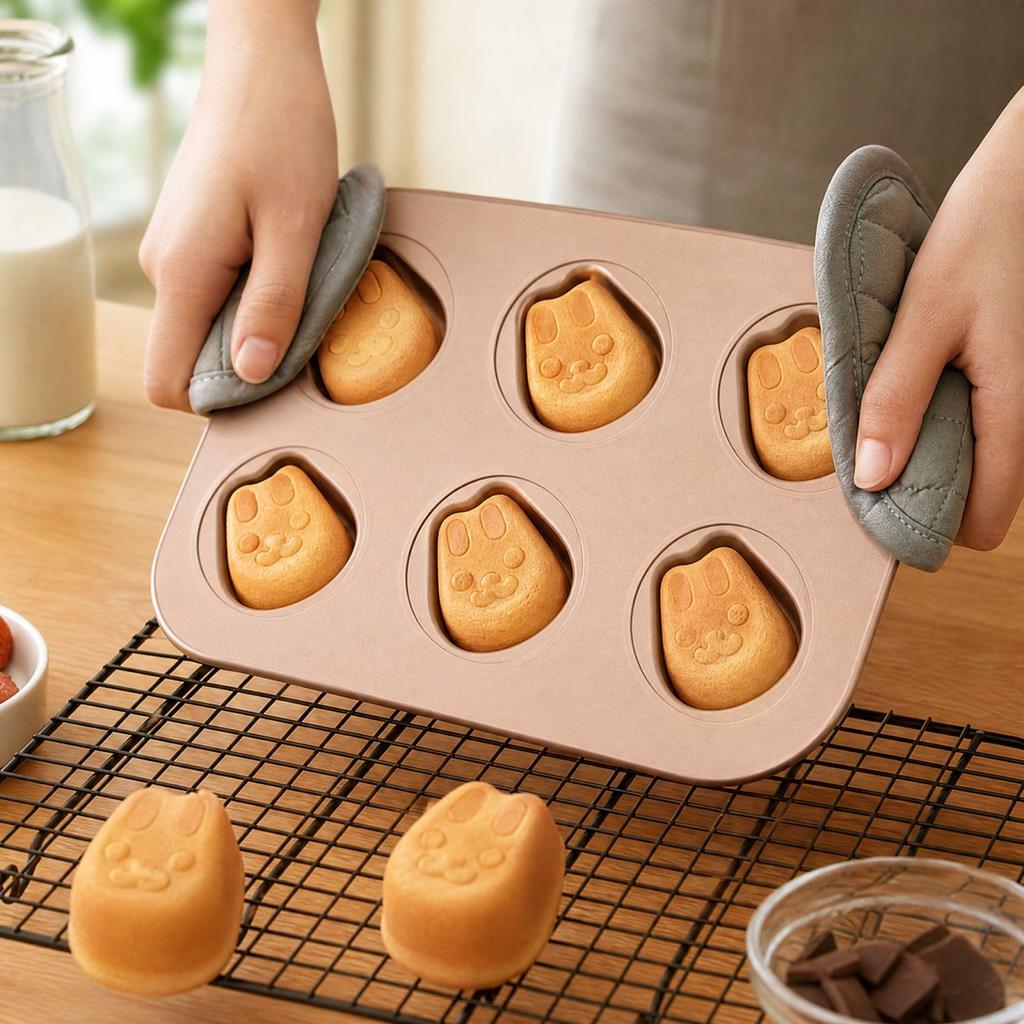 6-Cavity Pan for Making Cakes and Desserts, Kitchen Baking Tool