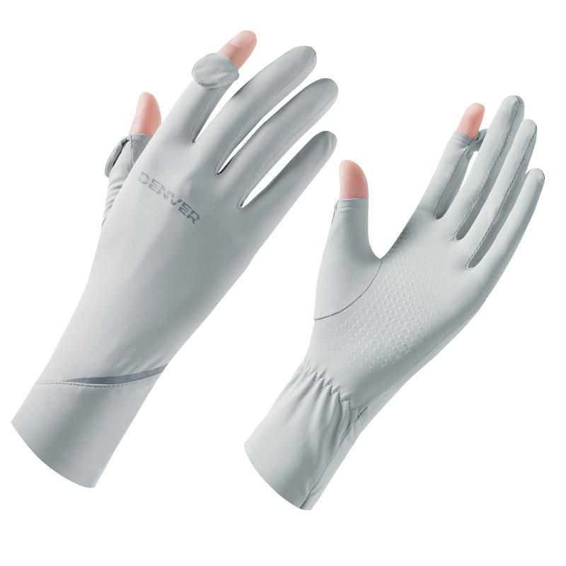 Summer thin sunscreen gloves women's UV protection touch screen cycling non-slip breathable ice silk sunscreen gloves summer