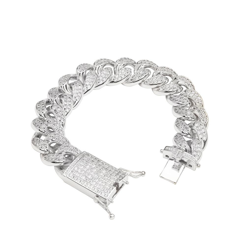 20mm Gold plated brass Micro Full CZ Zircon Iced Out AAA CZ micro pave diamond cuban link chain bracelet
