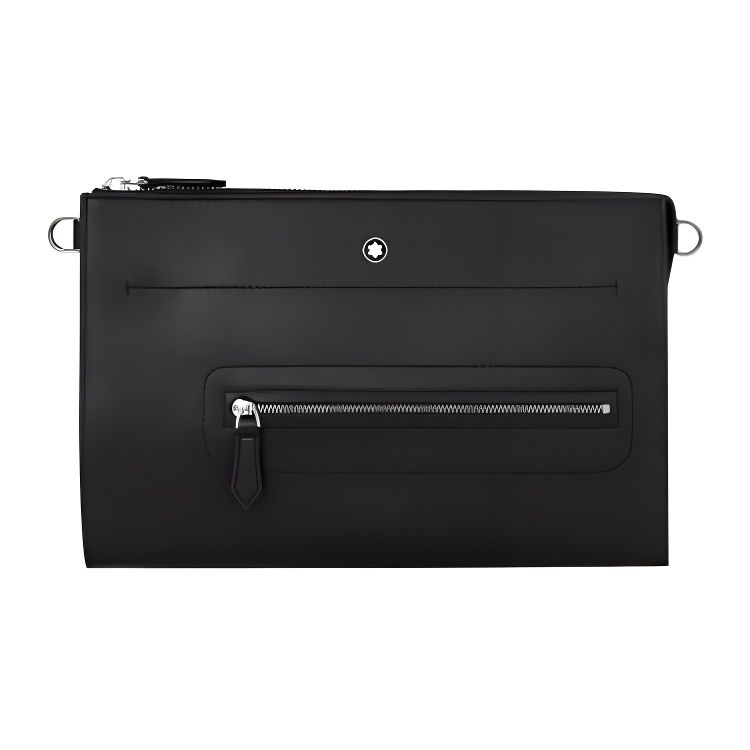 

Montblanc Meisterstück Solid Color Logo Zip Leather Wristlet Clutch Men Clutch Black 130047 Shopping Bag Set(Basic Set+Shopping Bag)