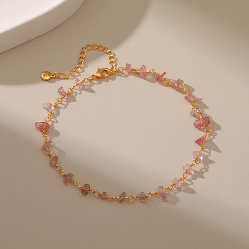 Women Irregular Gravel Crystal 18k Gold Plated Geometric Anklet золотой
