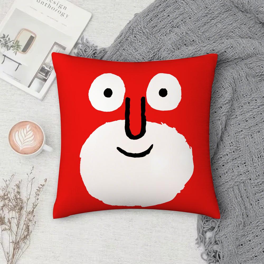Aesthetic Art J-Jean J-Jullien Pillow Case Square Pillowcase Double-Sided Printing Short Plush Sofa Cushion Cover Bedroom